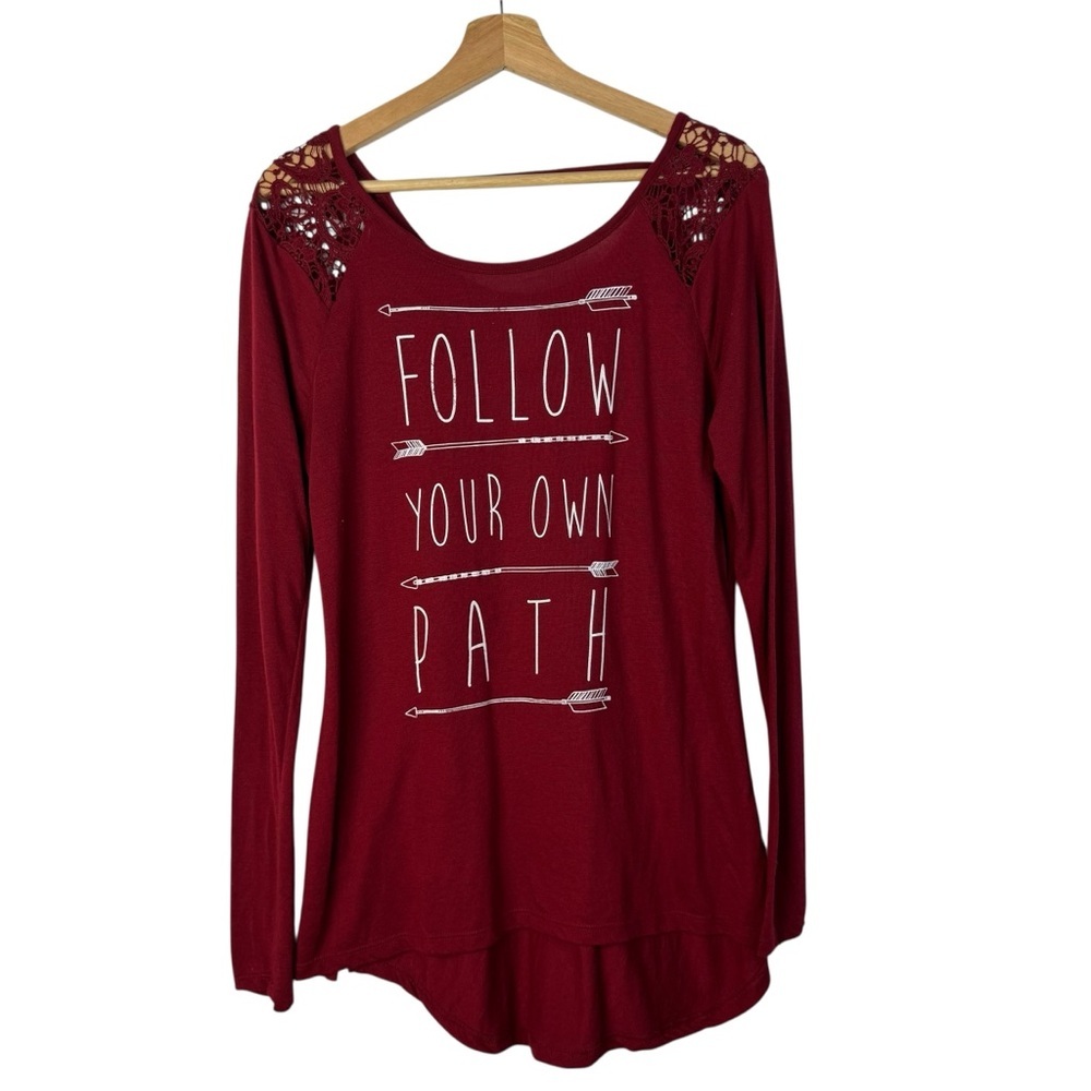 No Boundaries Red Follow Your Own Path Long Sleev… - image 1